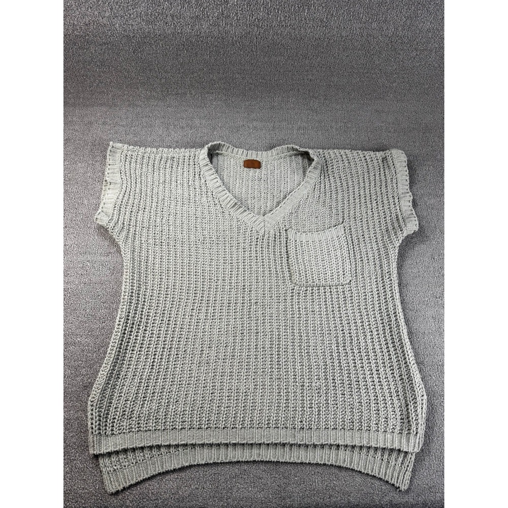 POL Sweater Womens XL Sage Green Oversized Chenille Chunky Ribbed Knit V-Neck